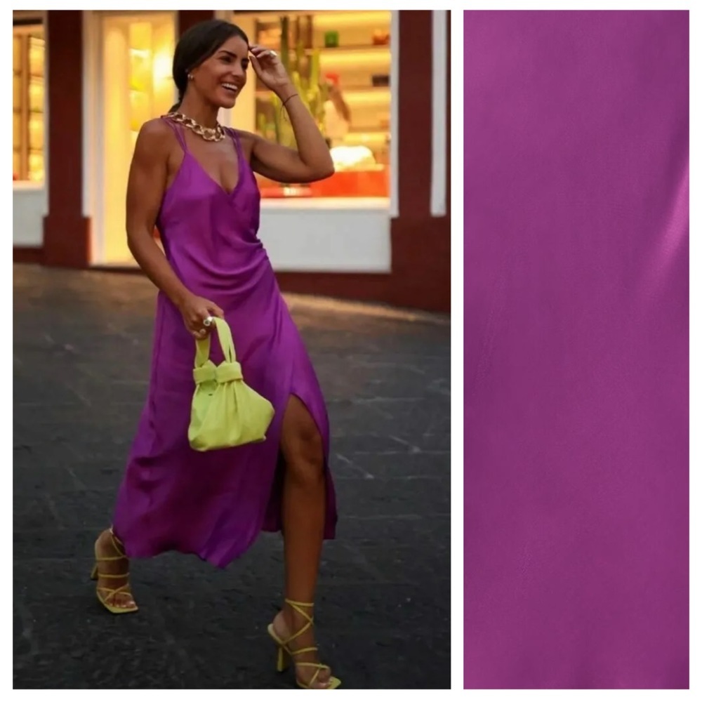 Bloggers Fave! Zara Purple Satin Gathered Midi Dress